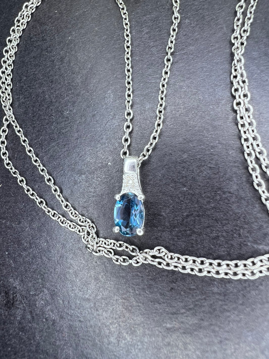 *NEW* London Blue topaz sterling silver pendant necklace 20 inch