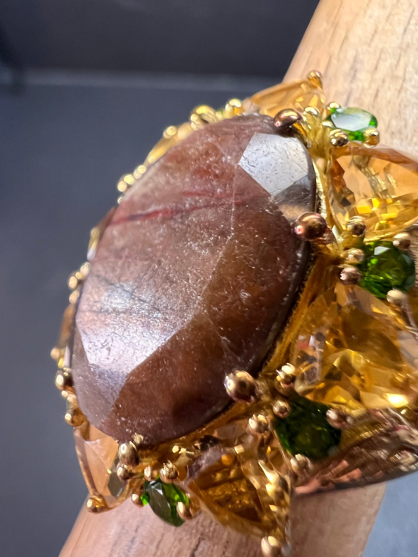 NEW chocolate sapphire multi gem cocktail ring in vermeil size 7