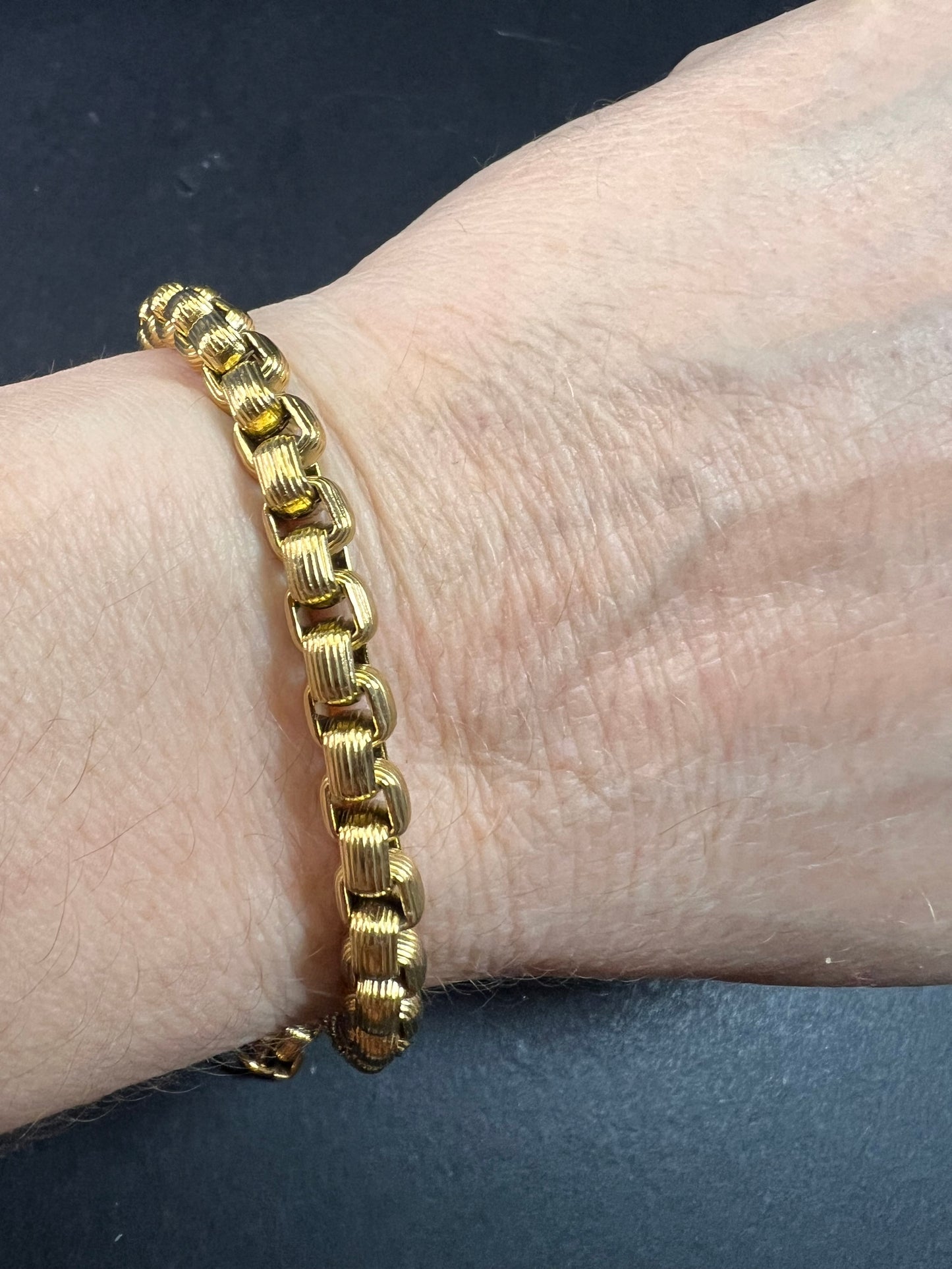 Gold plated stainless steel woven link bracelet