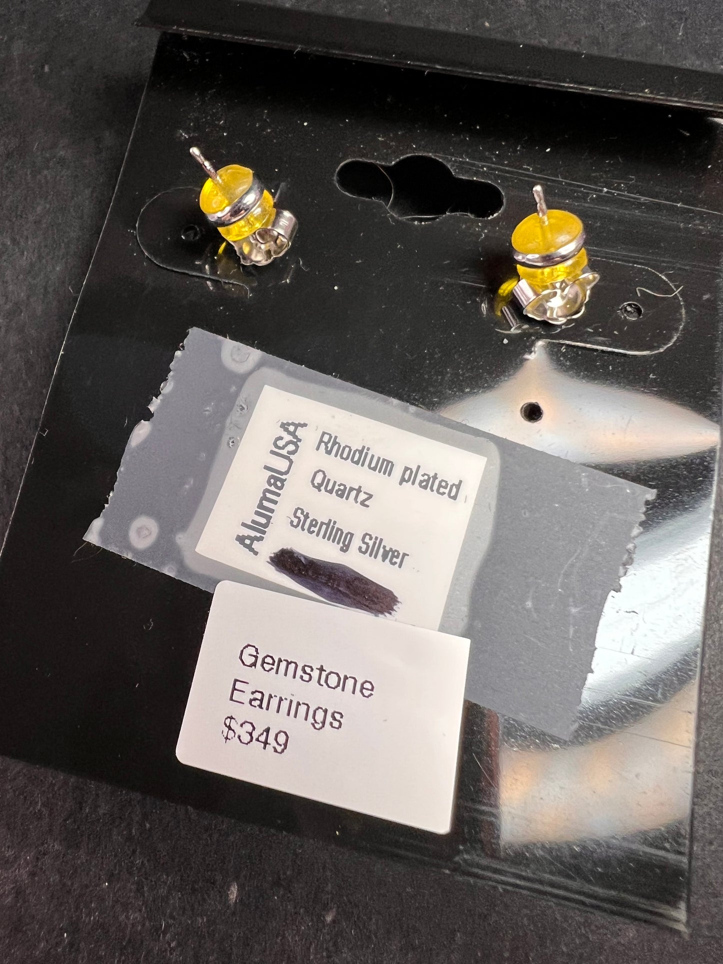 NEW clear quartz gemstone sterling silver earrings