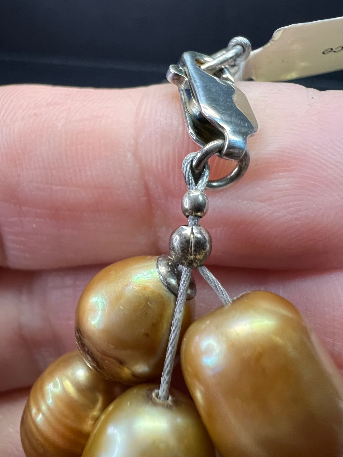 NEW smoky quartz and pearl multi strand necklace with sterling silver clasp