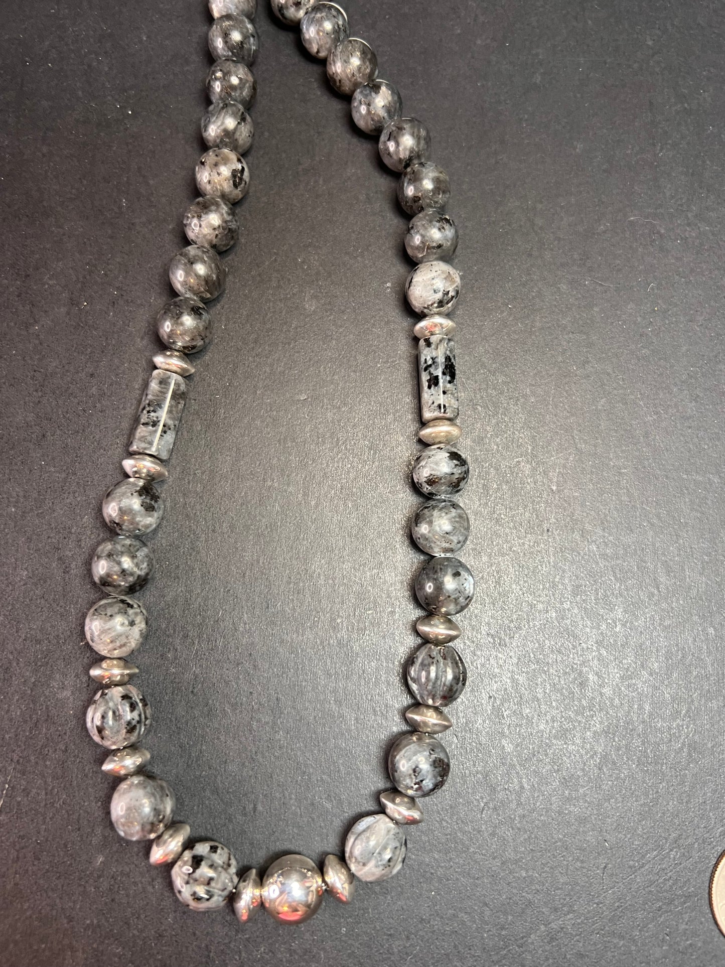 NEW Larvakite and sterling silver necklace