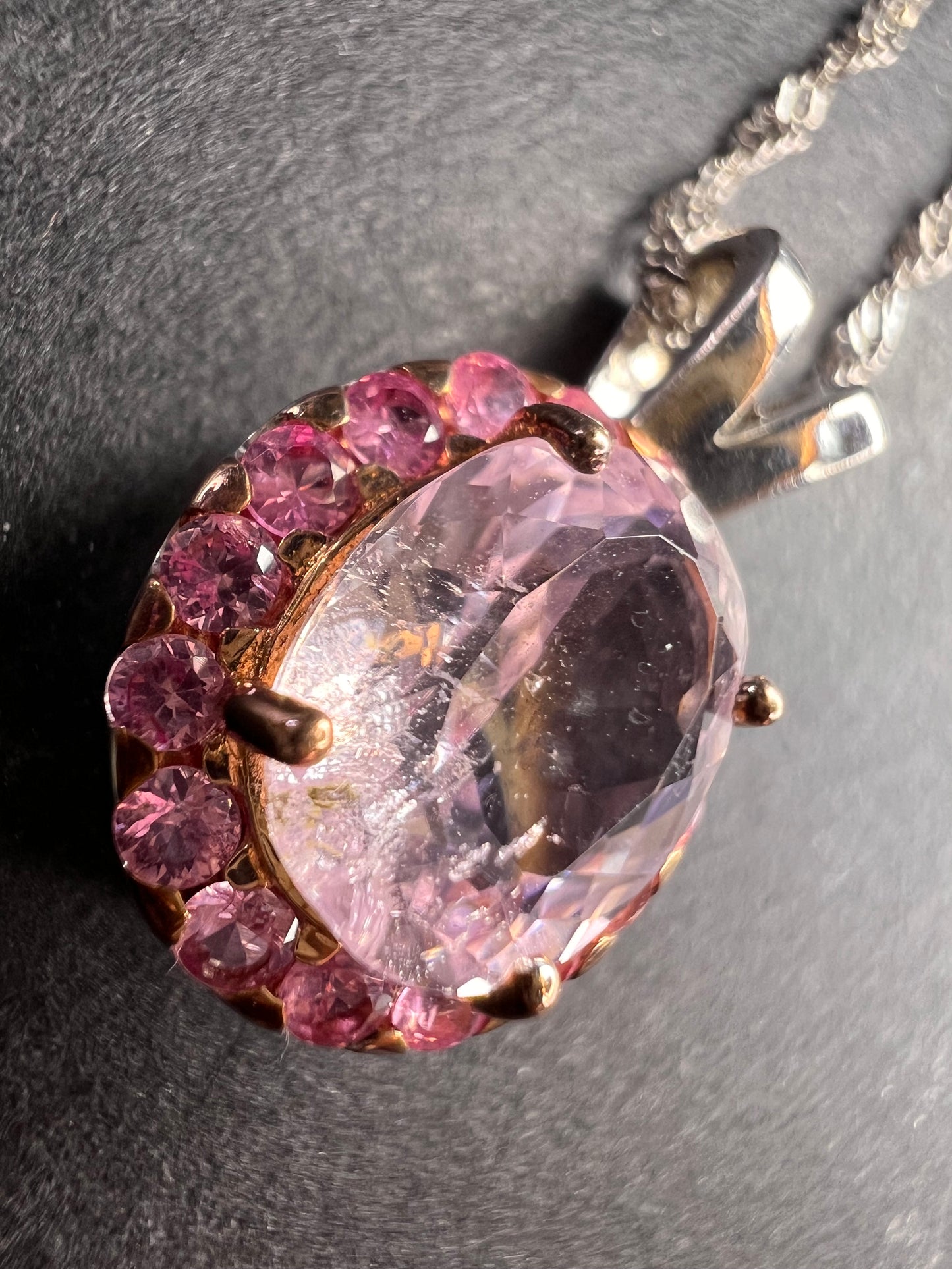 Pink Kunzite Rhodium Over Sterling Silver Pendant With Chain 3.28ctw