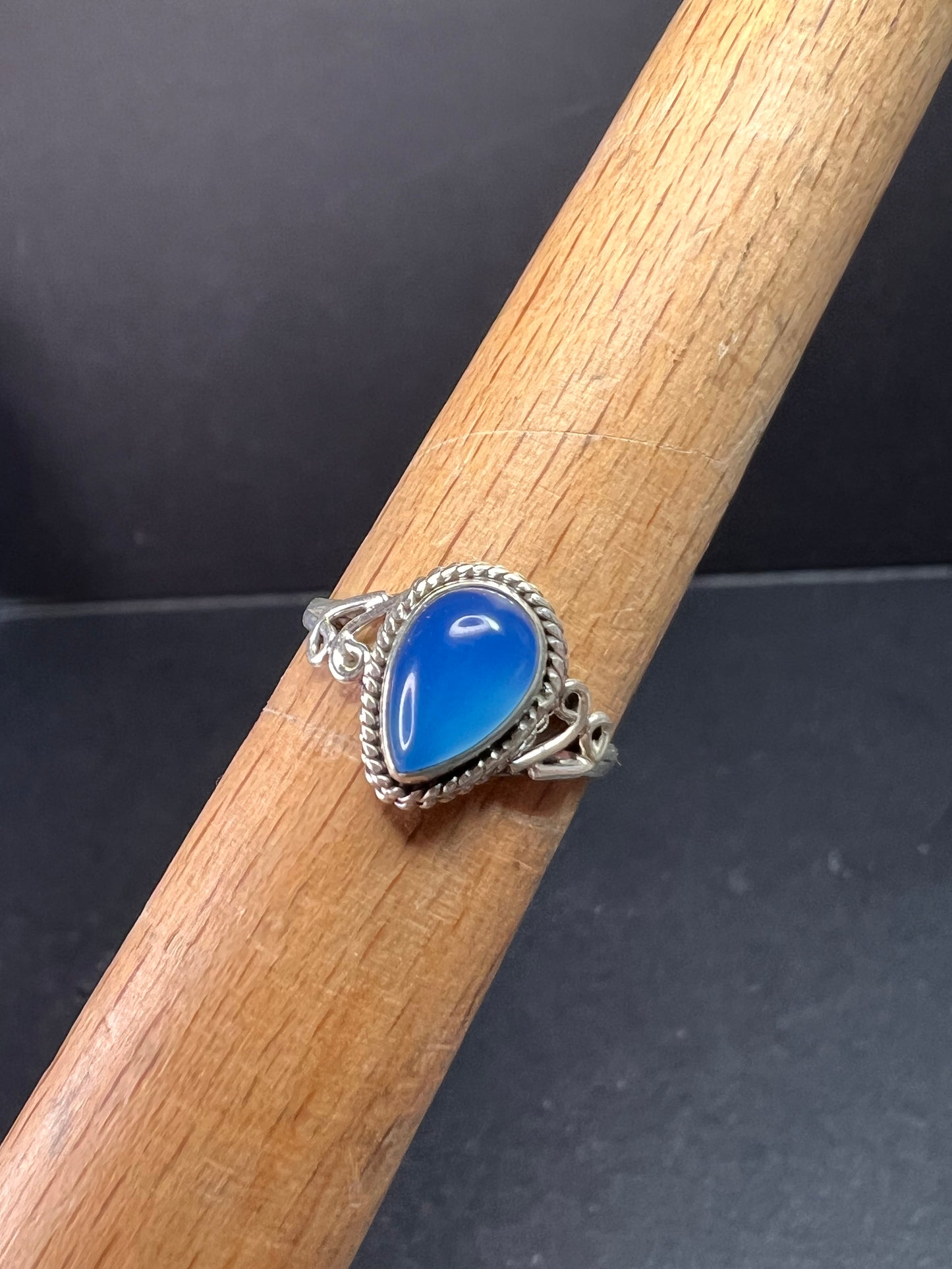 Blue chalcedony sterling silver ring size 7