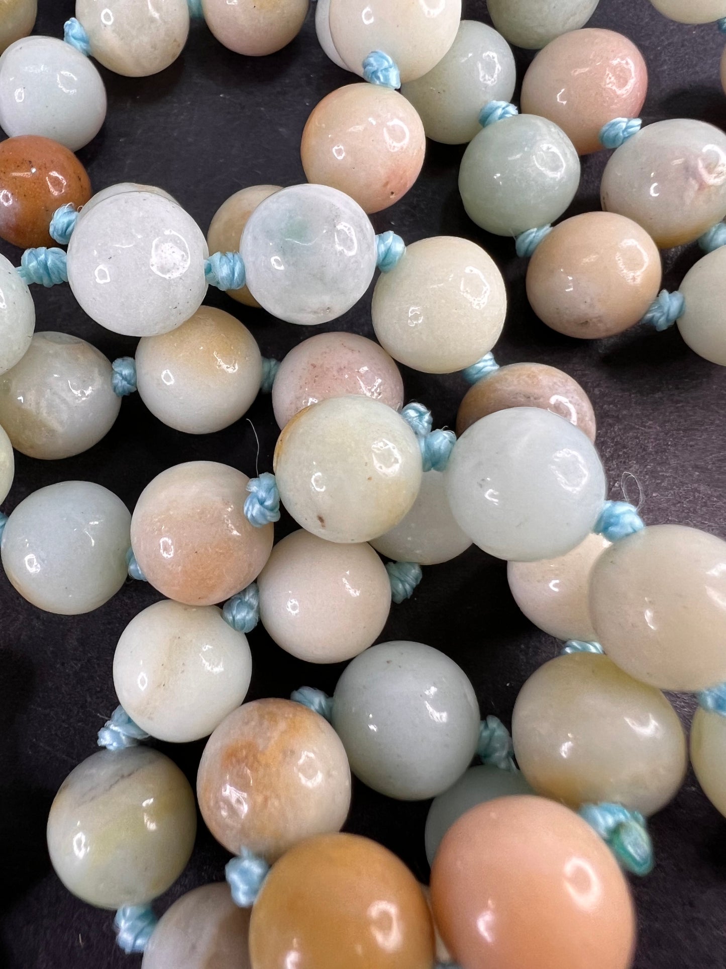 Amazonite knotted mala style endless necklace