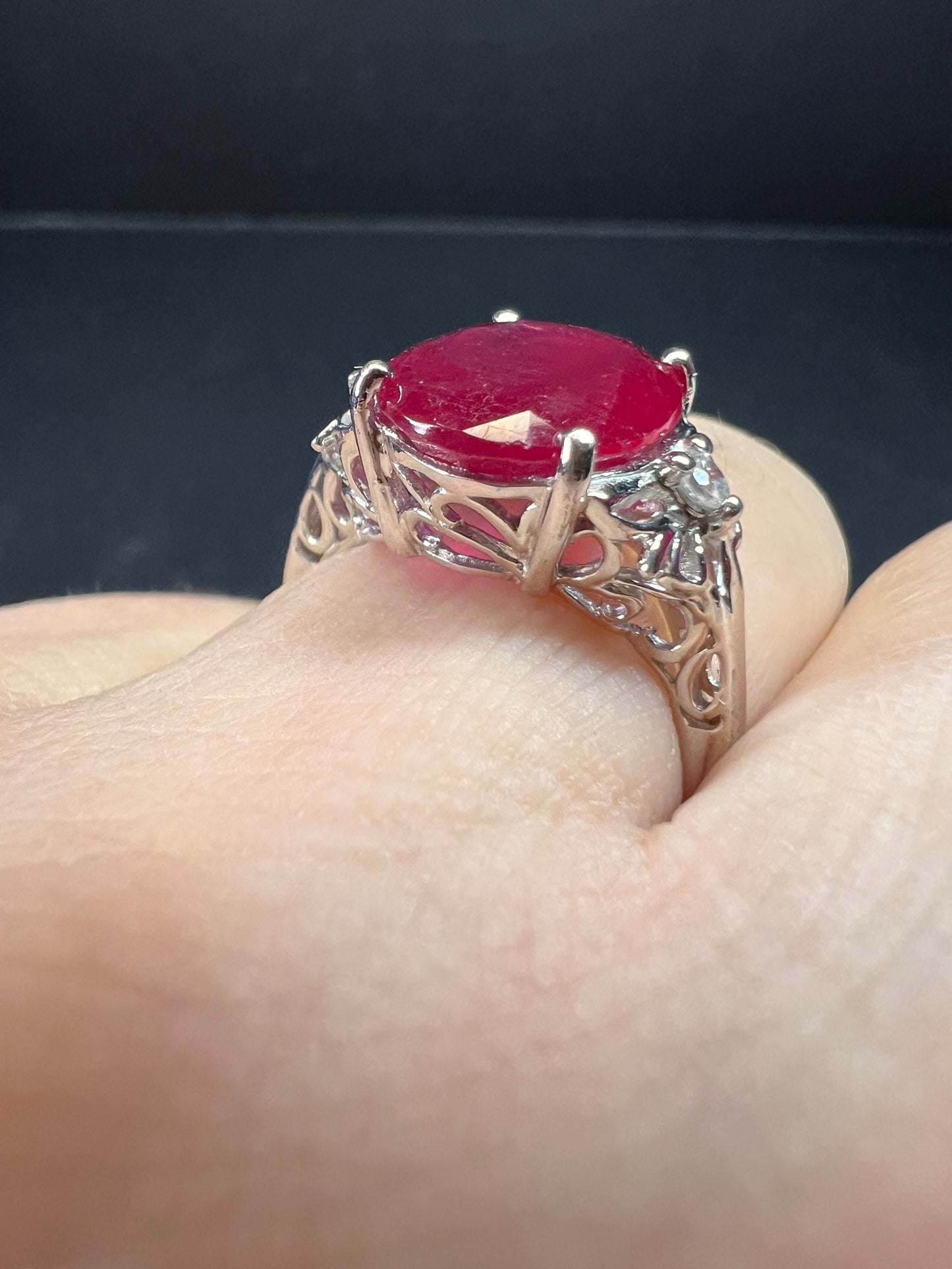 Vintage ruby sterling silver ring size 7