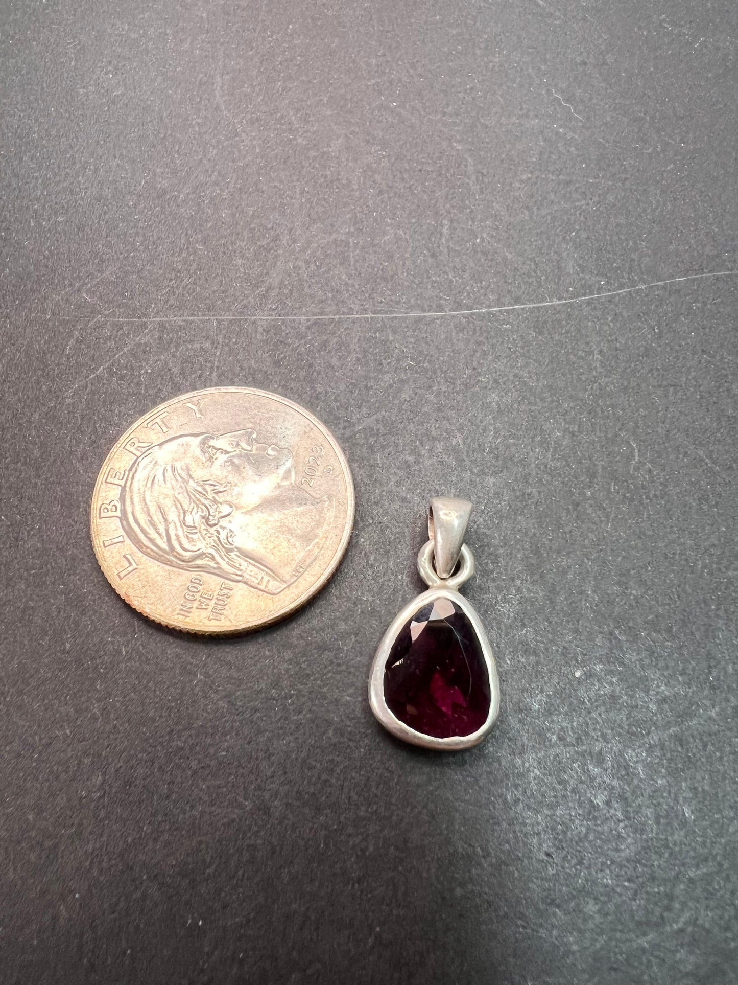 NEW Rubellite pink tourmaline sterling silver pendant 1.65 grams