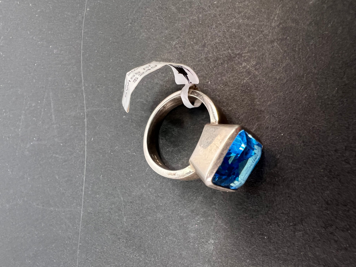 NEW Swiss blue topaz sterling silver ring size 7 / 9.43 grams