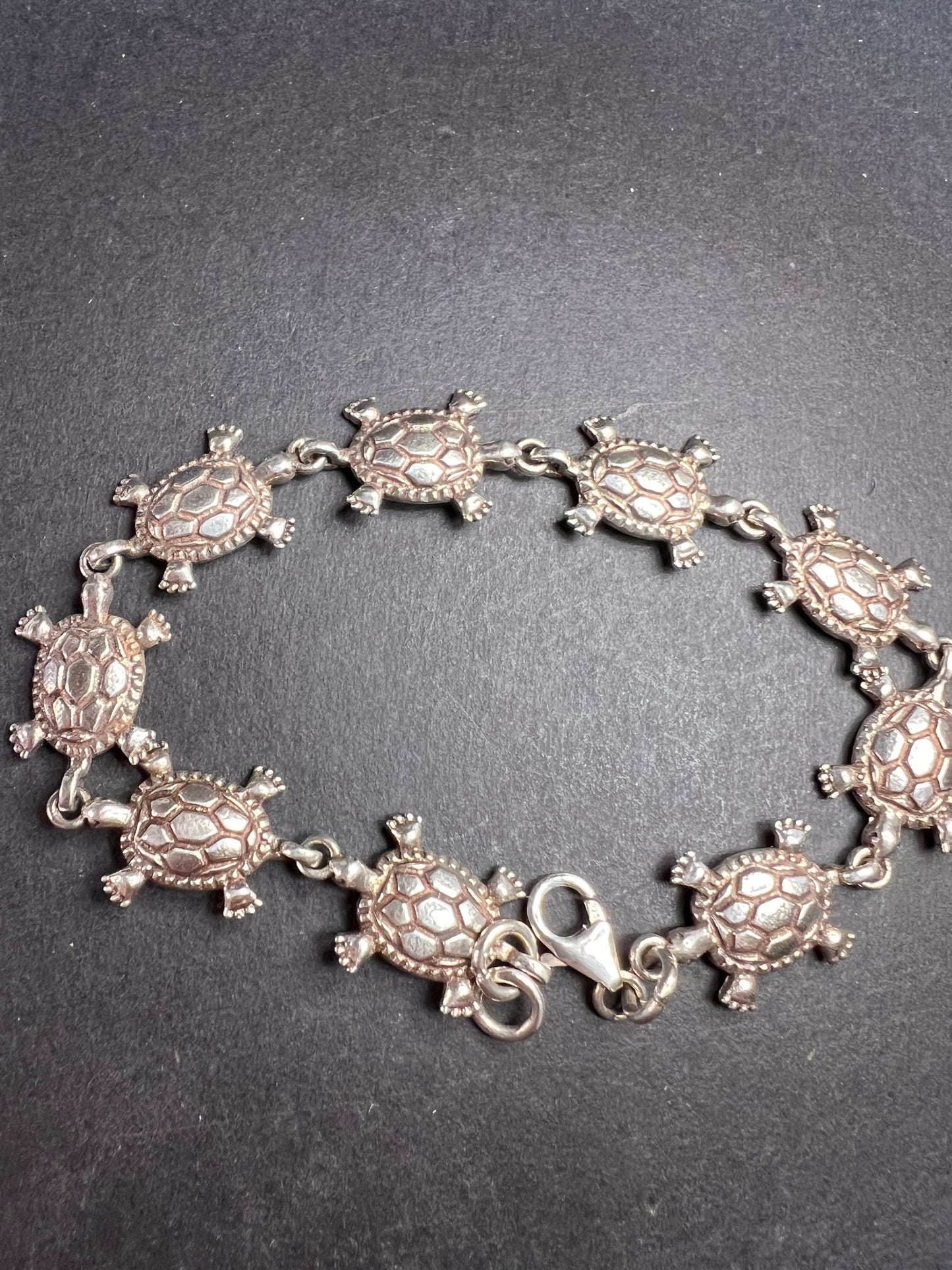 Vintage sterling silver turtles bracelet