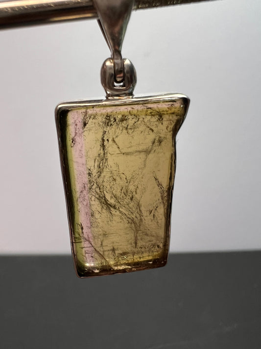 NEW Green watermelon tourmaline sterling silver pendant 4.97 grams