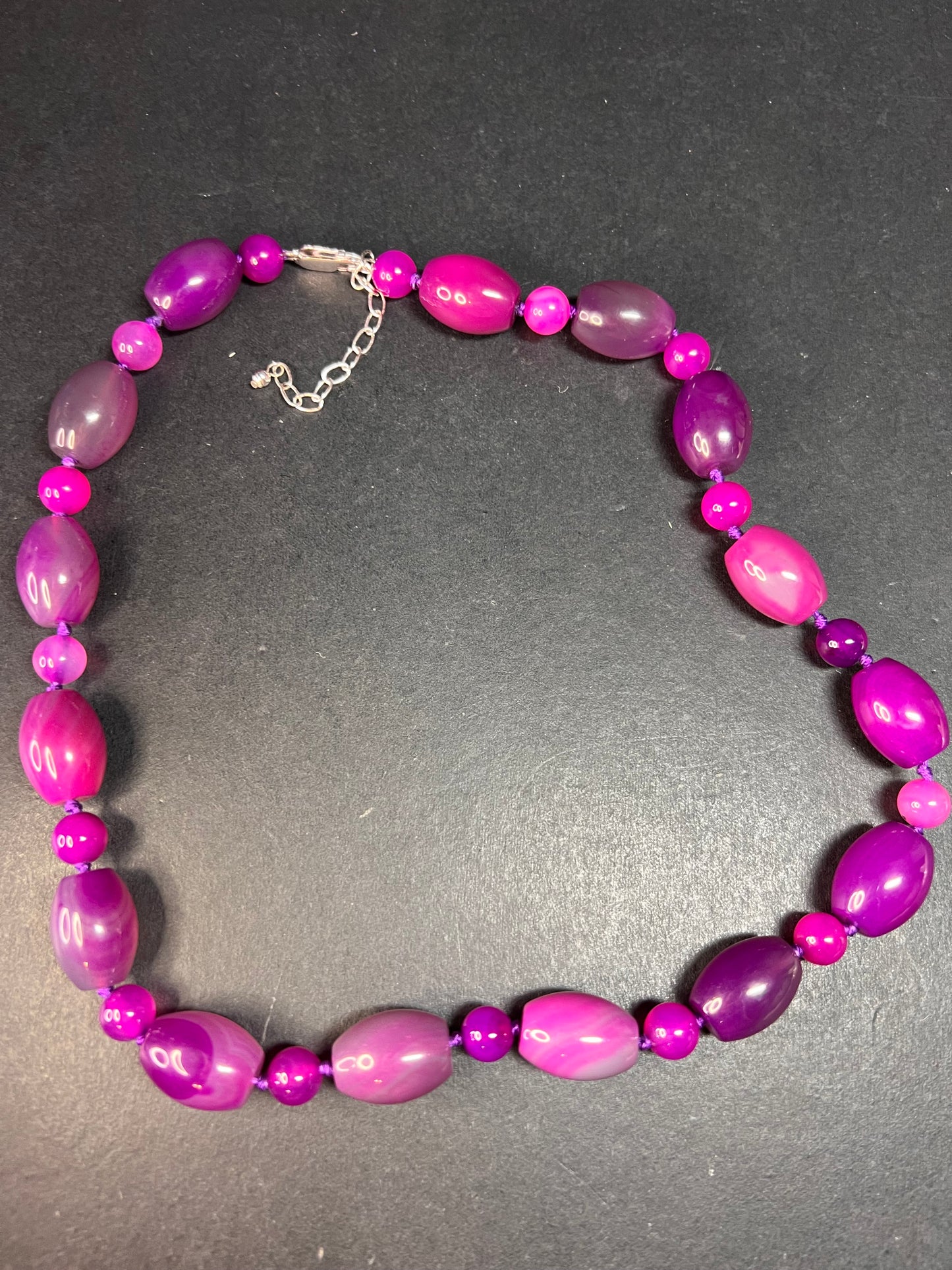NEW purple agate 18 inch necklace with sterling silver clasp