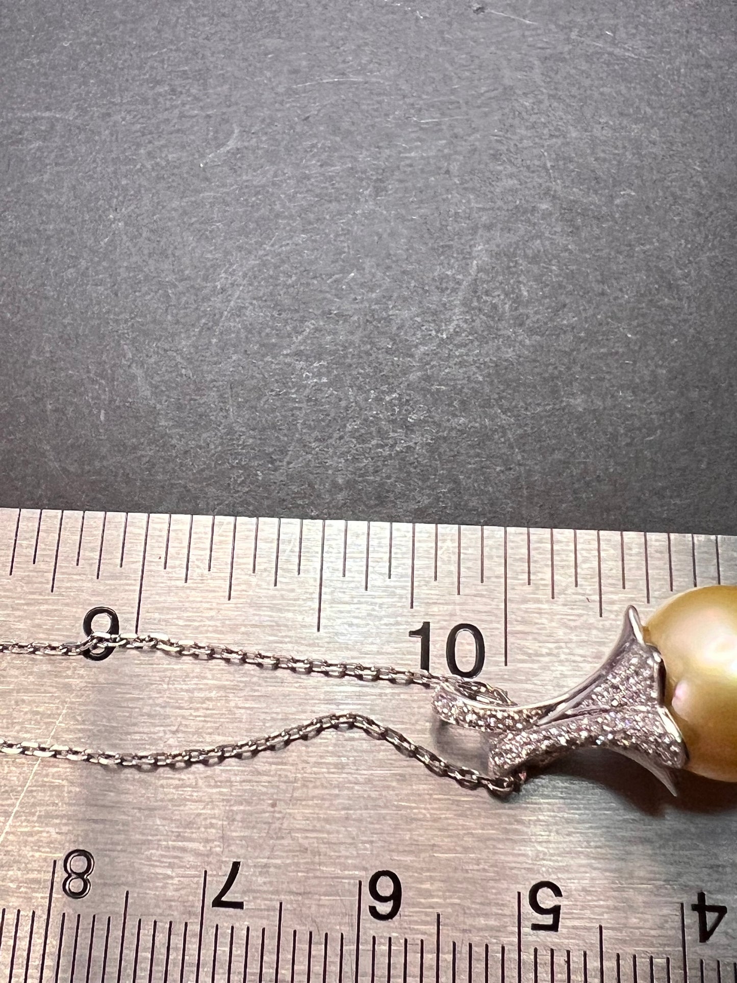 NEW Golden south seas pearl pendant in rhodium over sterling silver with chain