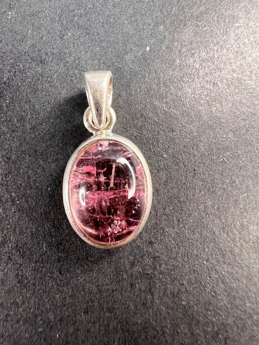 NEW Pink Rubellite tourmaline sterling silver pendant 1.87 grams