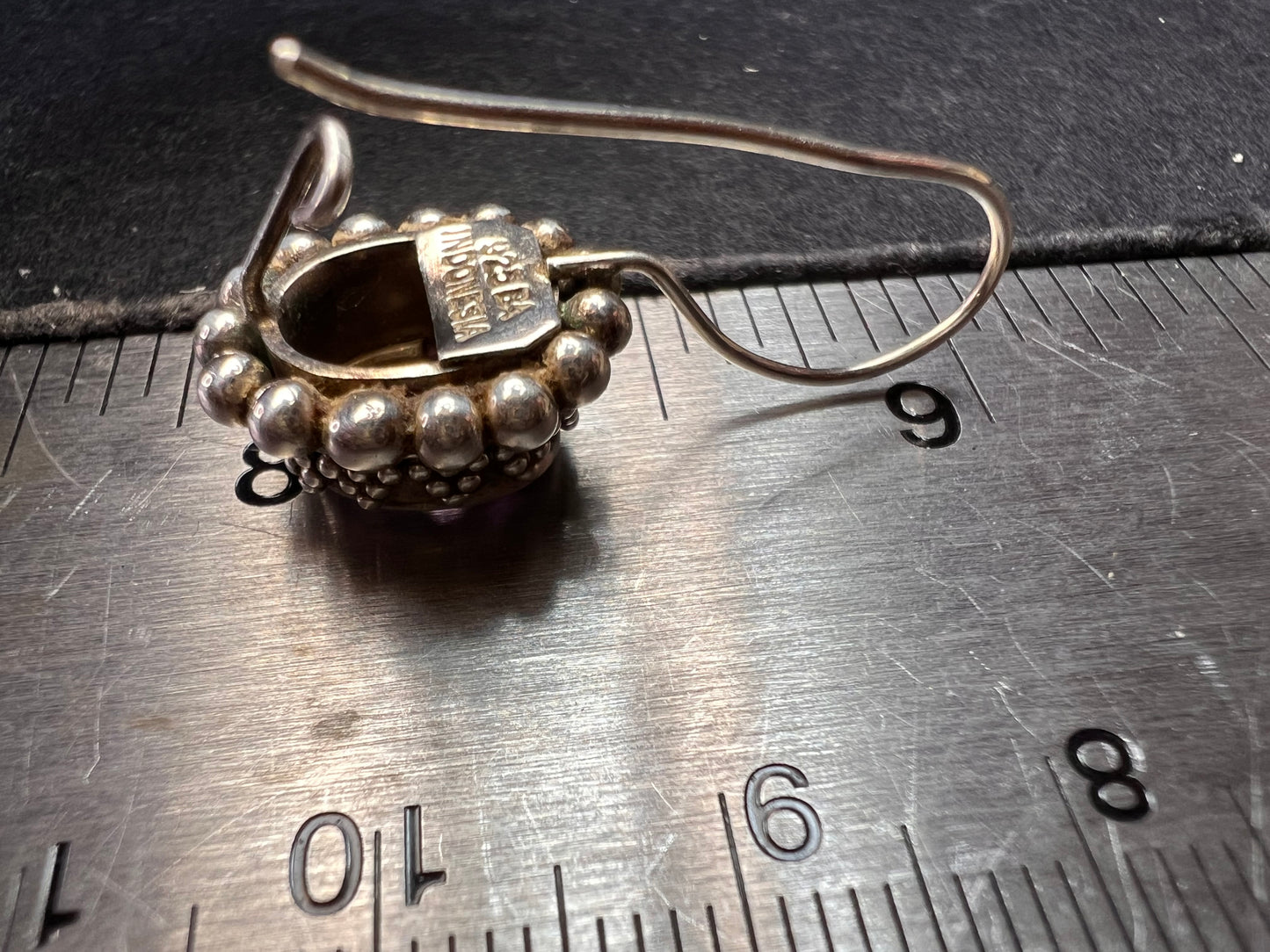 Vintage Suarti Bali sterling silver amethyst earrings