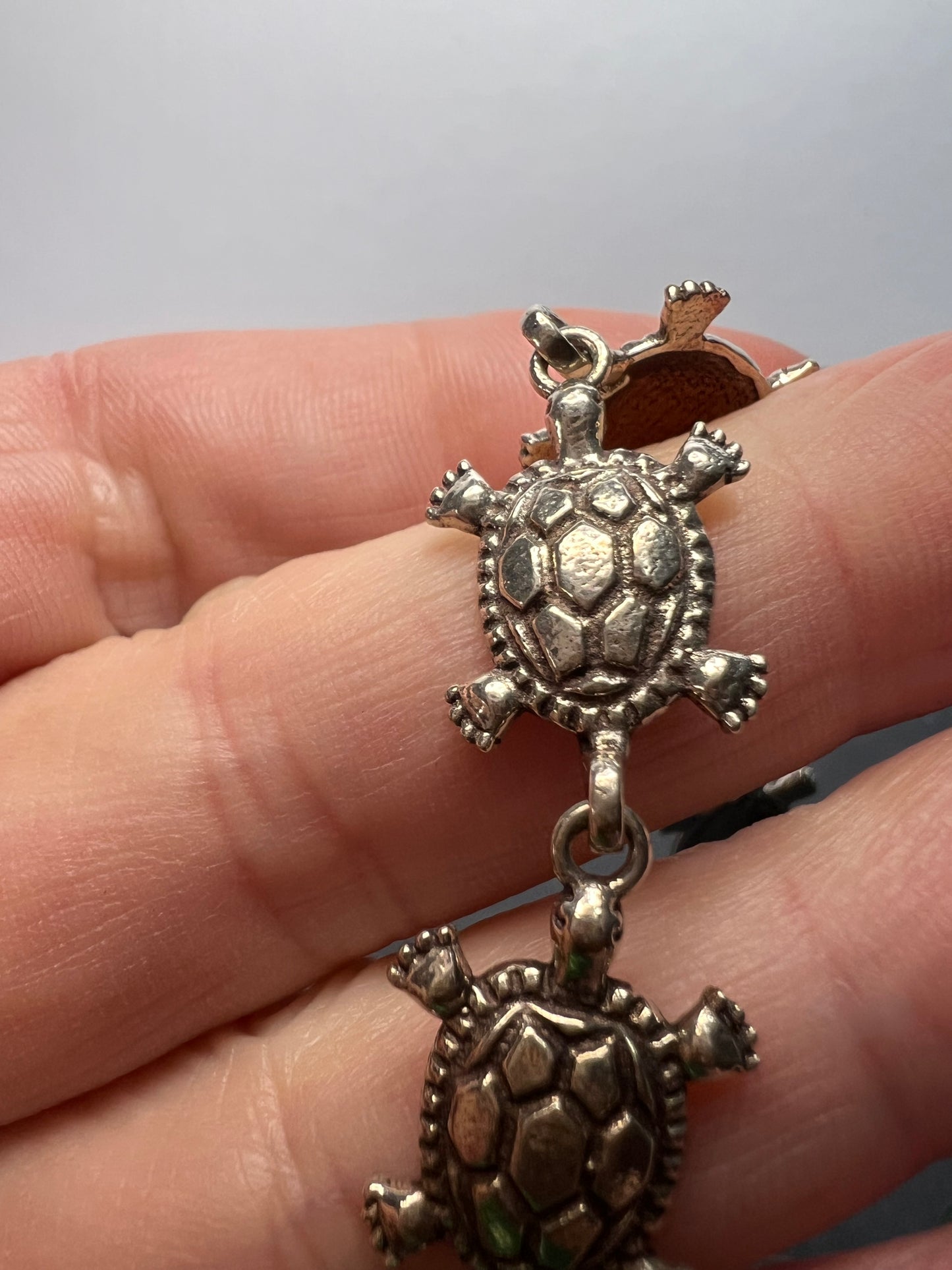 Vintage sterling silver turtles bracelet