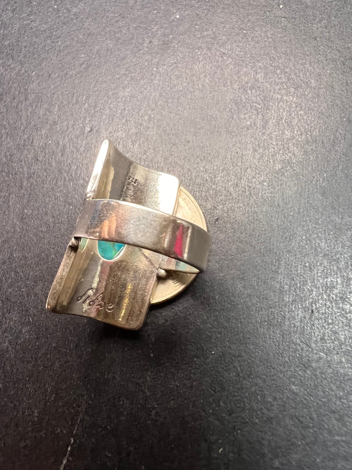 Vintage DIDAE Sterling Silver Kingman Turquoise Shield Ring – Size 7