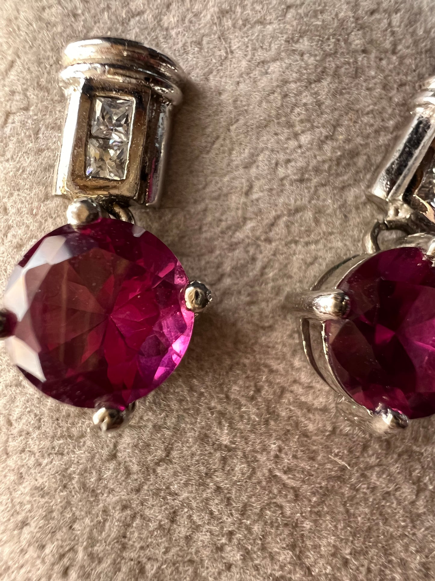 Lab purple sapphire and topaz sterling silver earrings