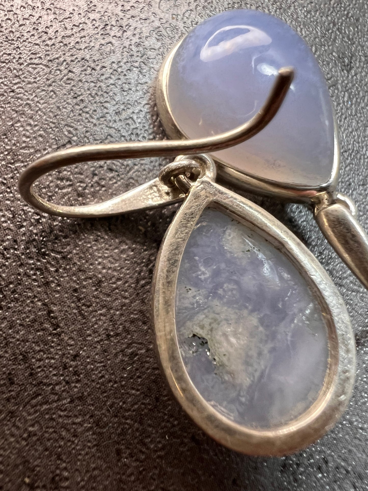 NEW Blue chalcedony sterling silver drop earrings 7.82 grams