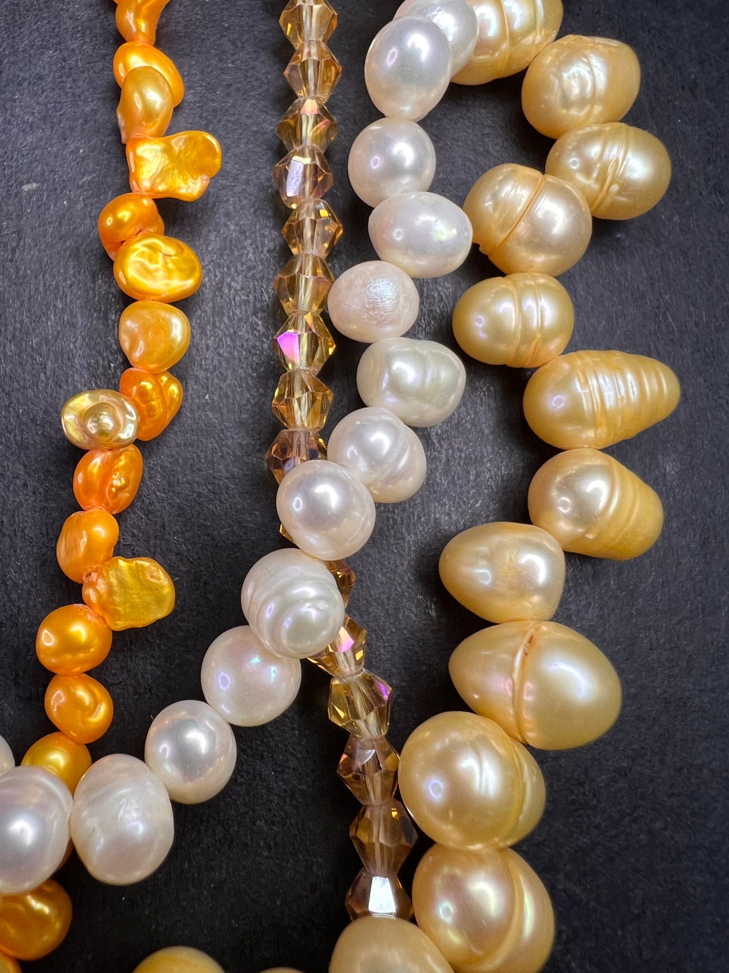 NEW yellow freshwater pearl multi strand necklace with sterling silver clasp