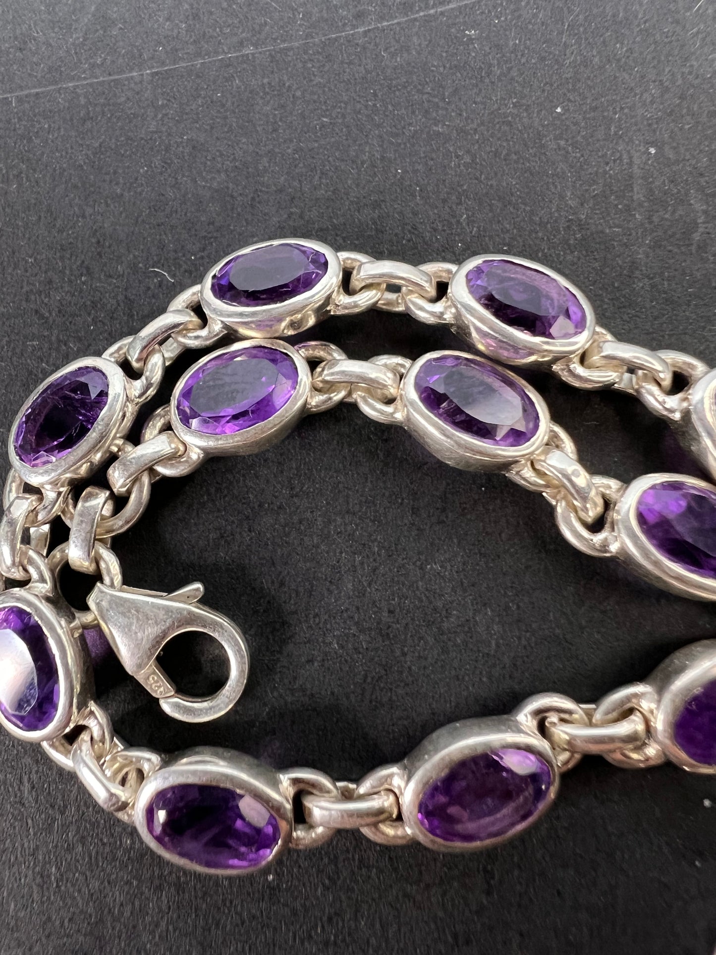 NEW sterling silver amethyst link bracelet