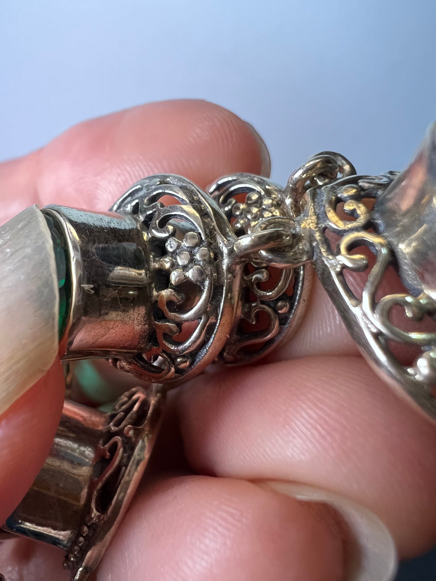 The Green Queen Quartz and sterling silver vintage necklace