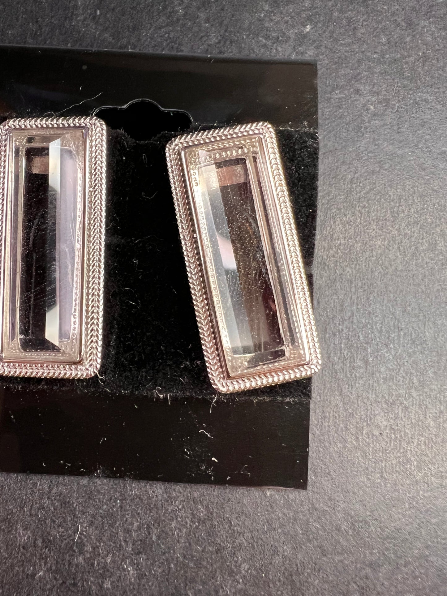 NEW clear quartz gemstone sterling silver earrings