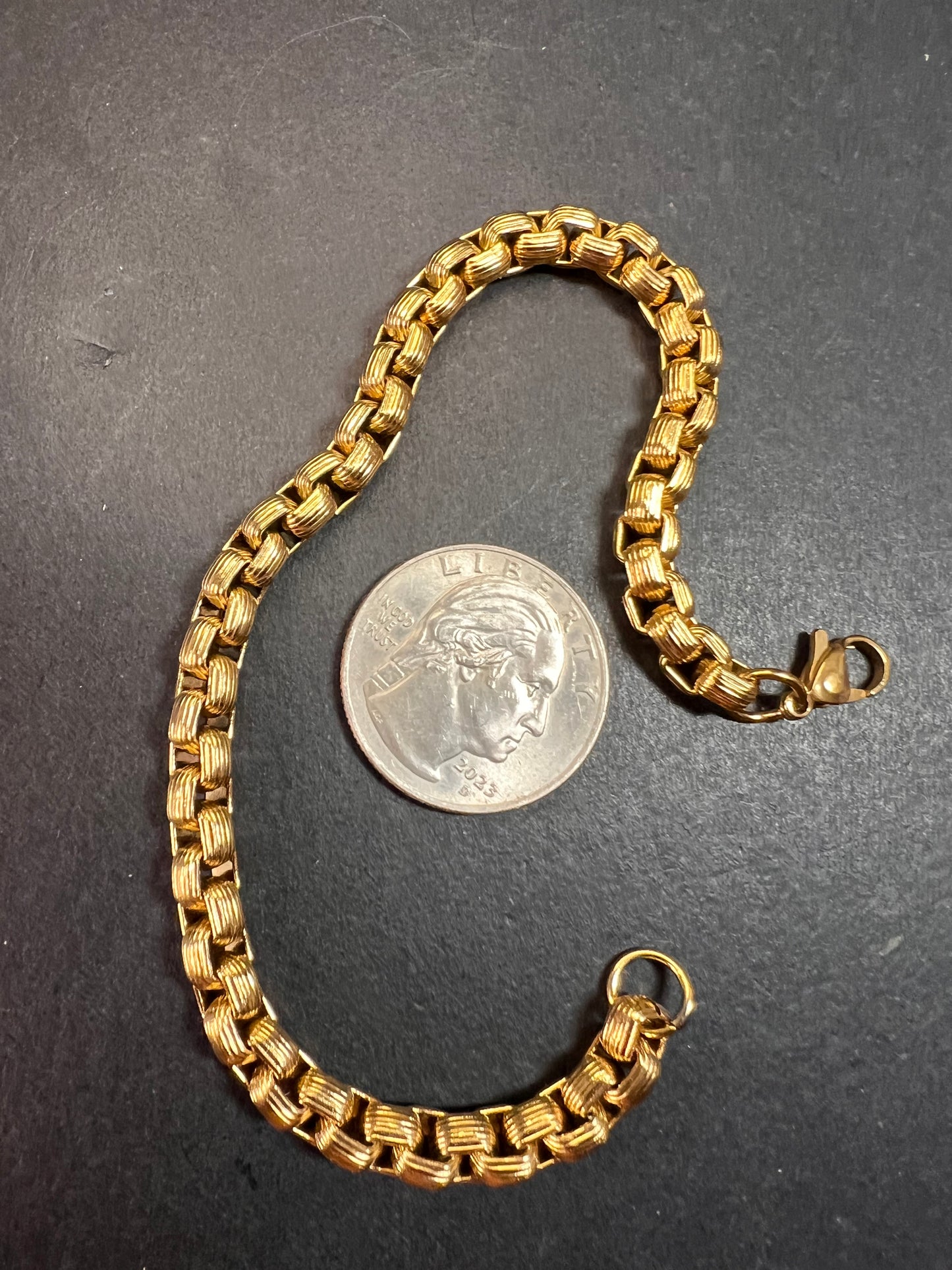 Gold plated stainless steel woven link bracelet