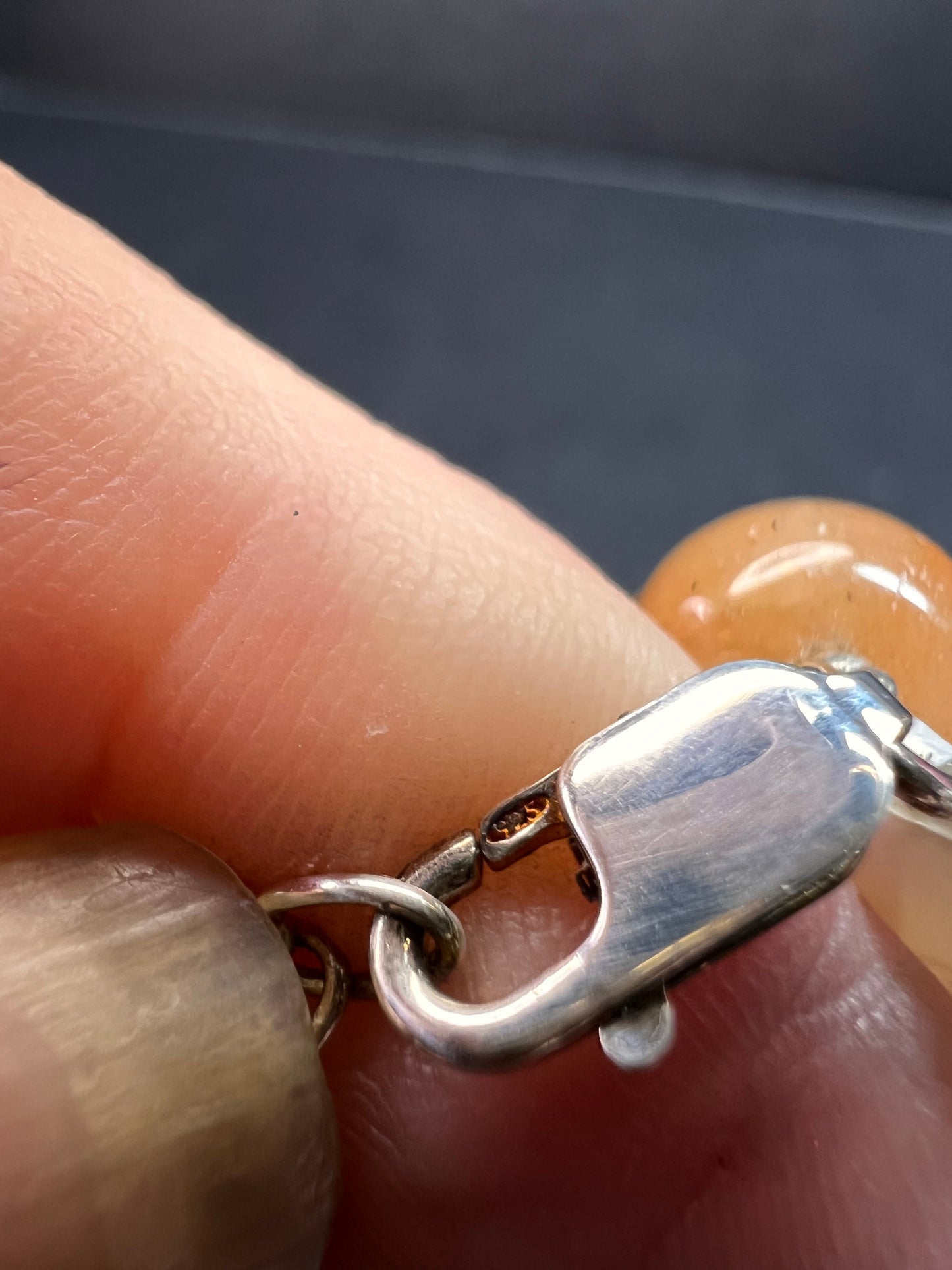 NEW Peach aventurine and lemon serpentine necklace with sterling silver clasp