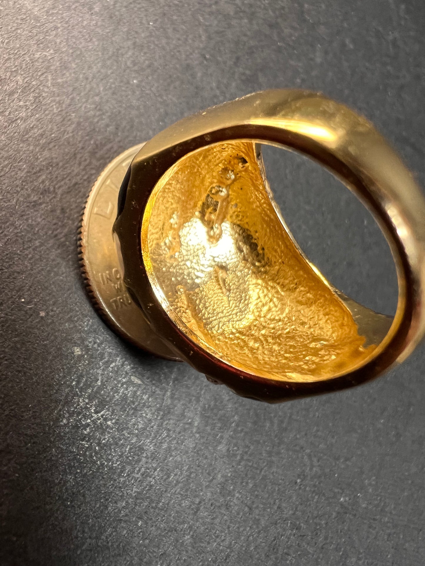 Vintage enameled gold plated costume ring size 6.5