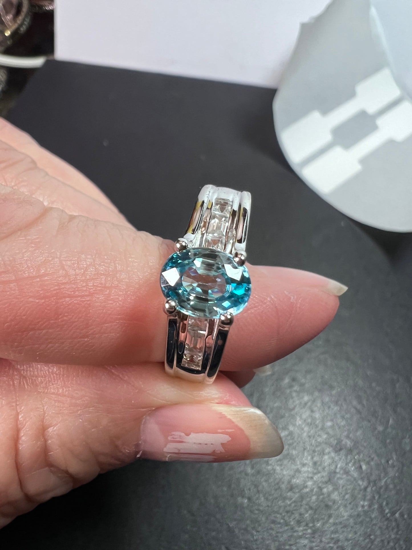Blue & White Topaz Ring | Sterling Silver Ring size 10