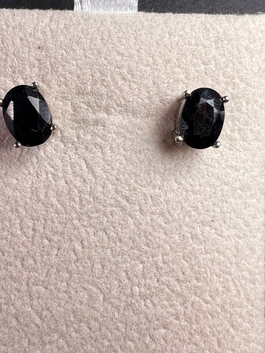 NEW midnight sapphire stud earrings in stainless steel