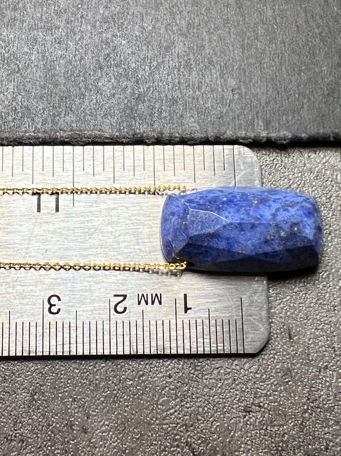 Dumortierite Pendant Necklace 23” Gold Over 925 Italy Adjustable