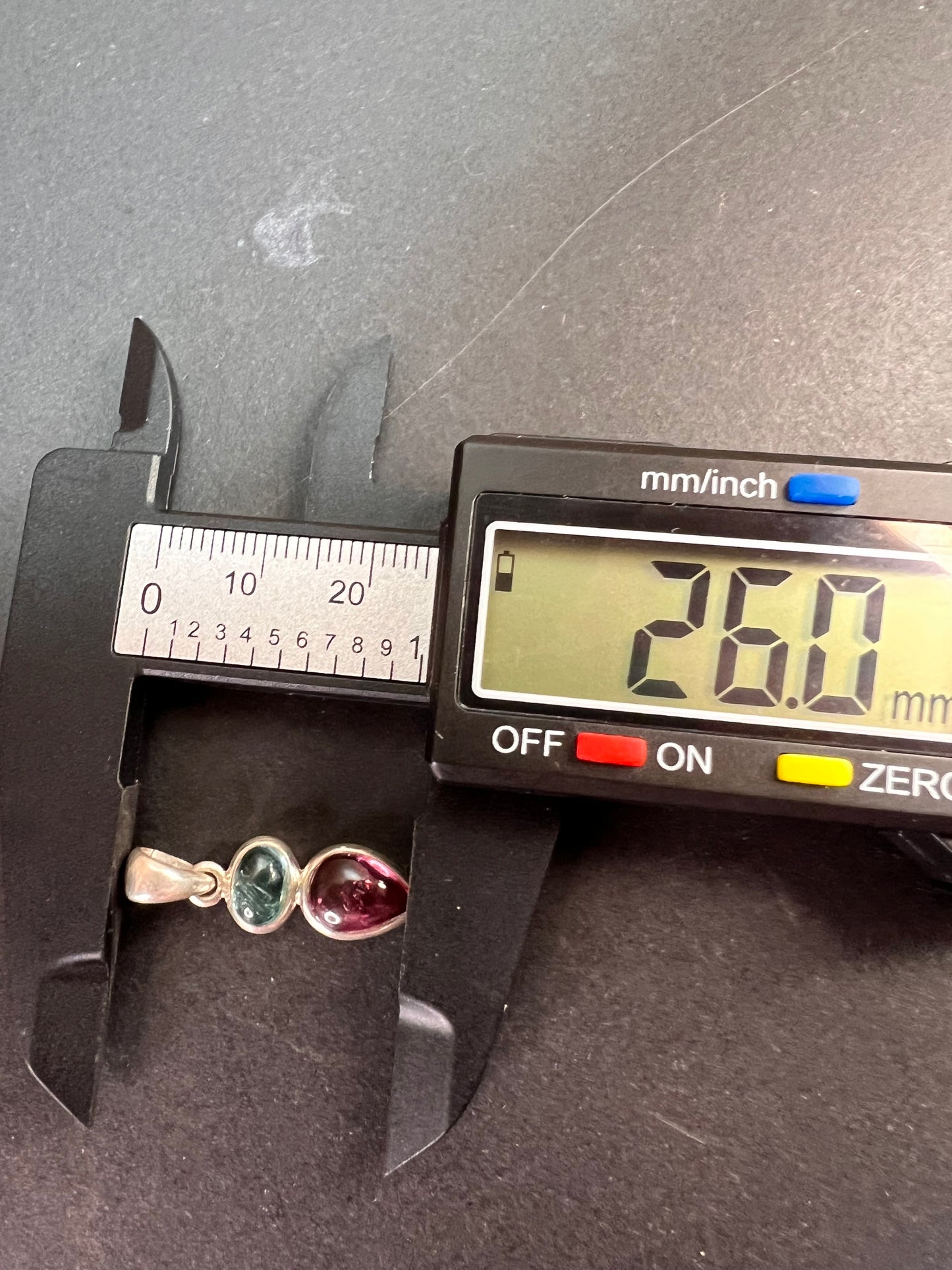 NEW indicolite and rubellite tourmaline sterling silver pendant 2.08 grams