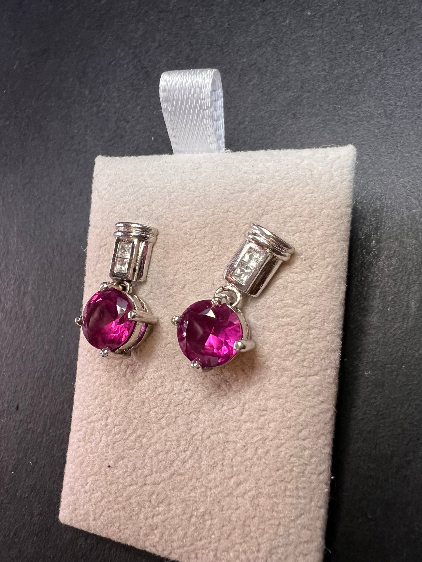 Lab purple sapphire and topaz sterling silver earrings