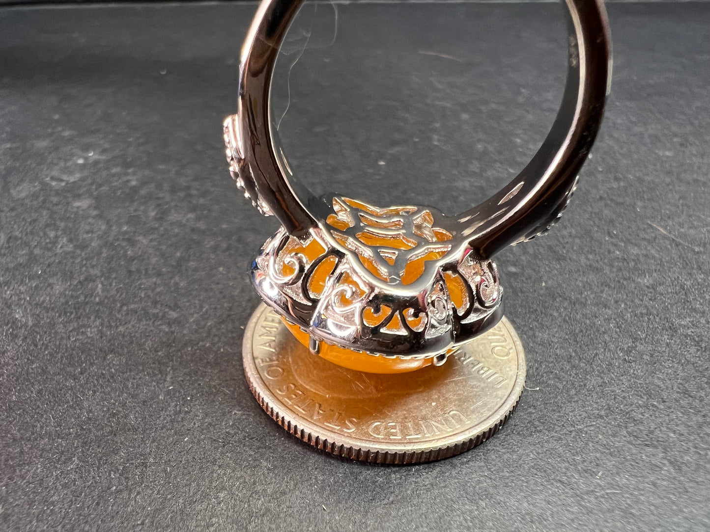 NEW Yellow Jade cherry blossom ring in sterling silver size 9