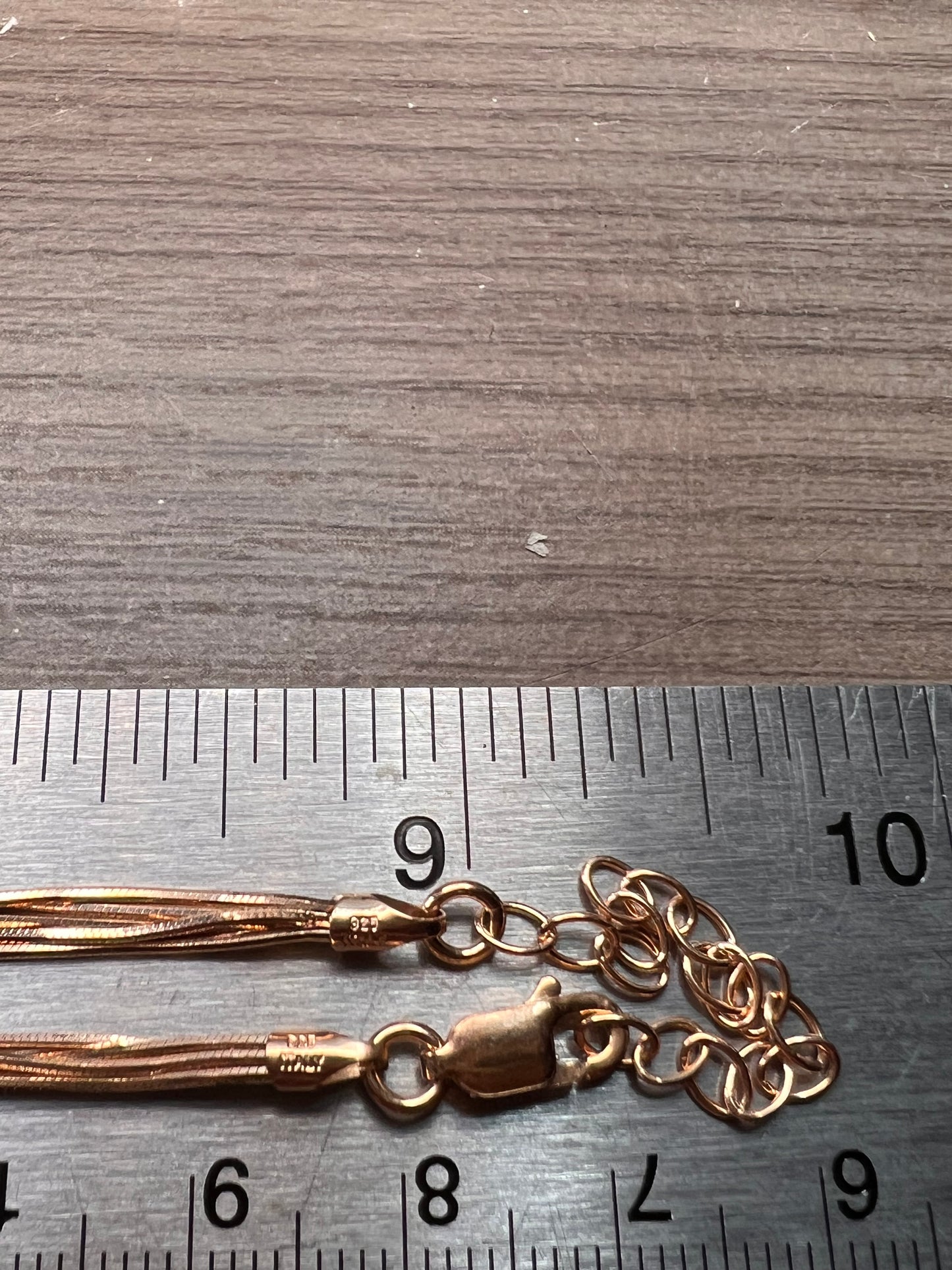 NEW Italian rose gold over sterling silver multi row chain necklace-18 inch