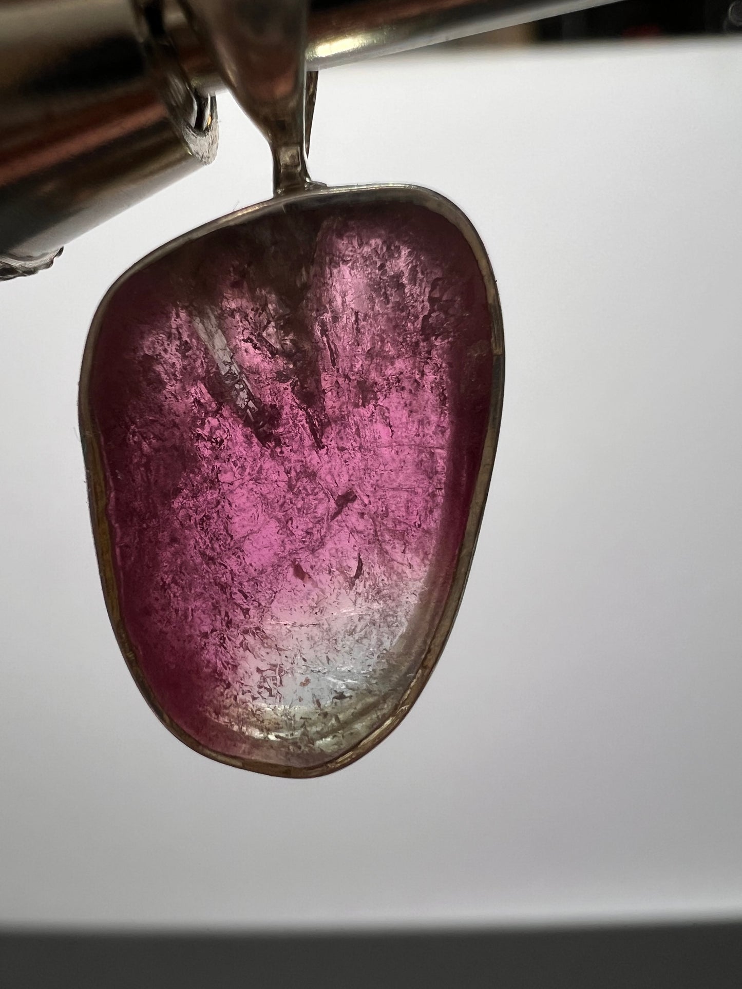 NEW Pink and white tourmaline sterling silver pendant 1.68 grams