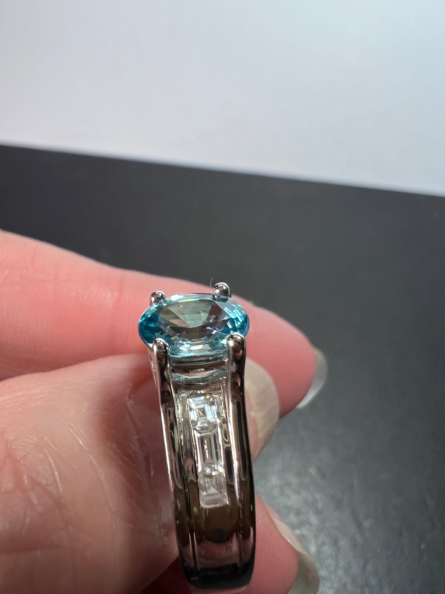 Blue & White Topaz Ring | Sterling Silver Ring size 10