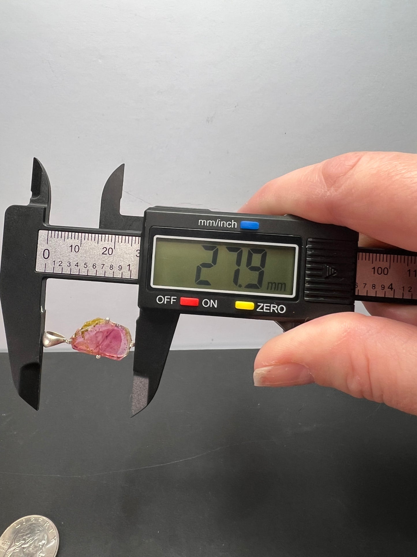 NEW Watermelon tourmaline sterling silver pendant 1.56 grams