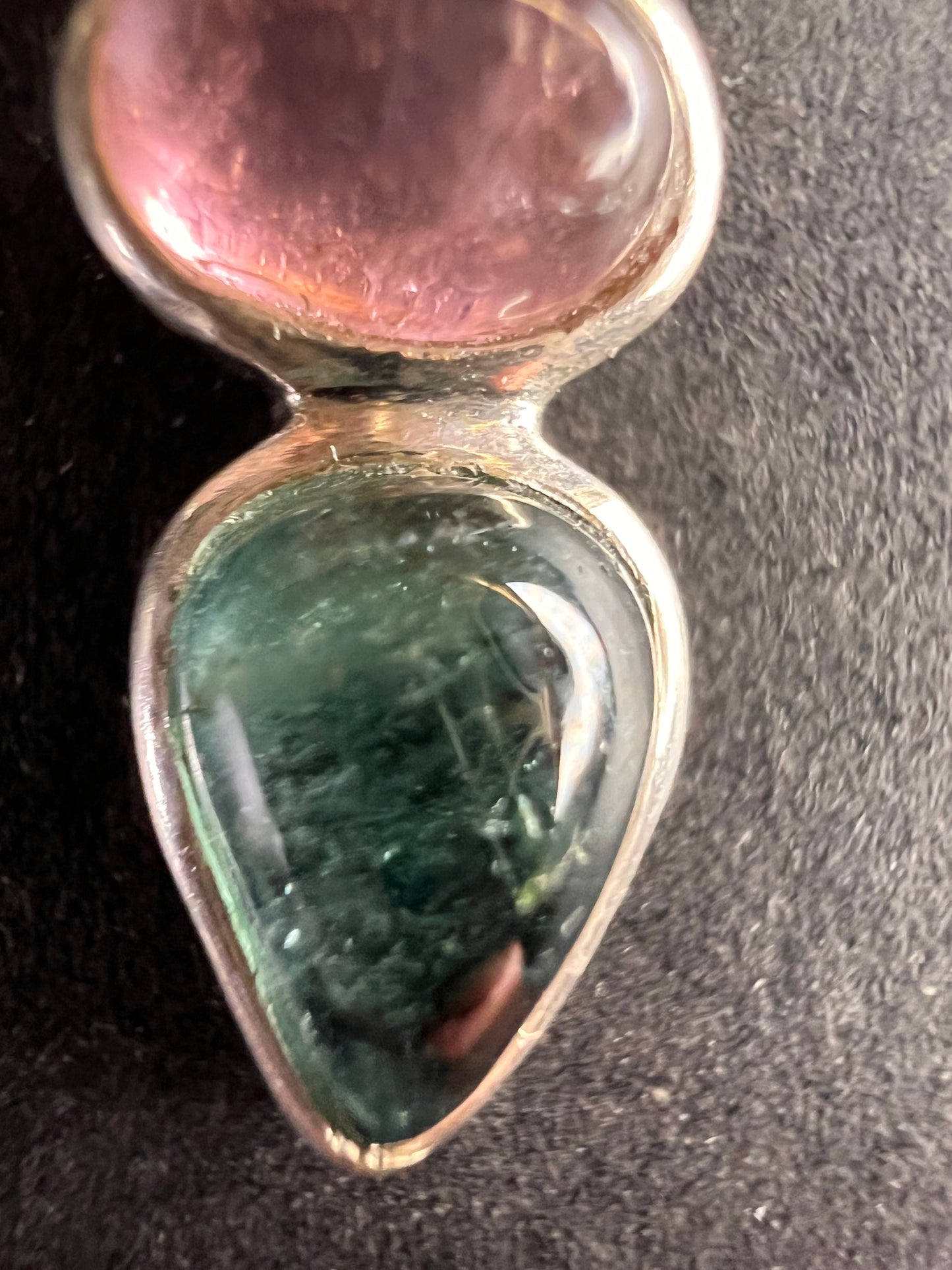NEW Pink and blue indicolite tourmaline sterling silver pendant 2.13 grams