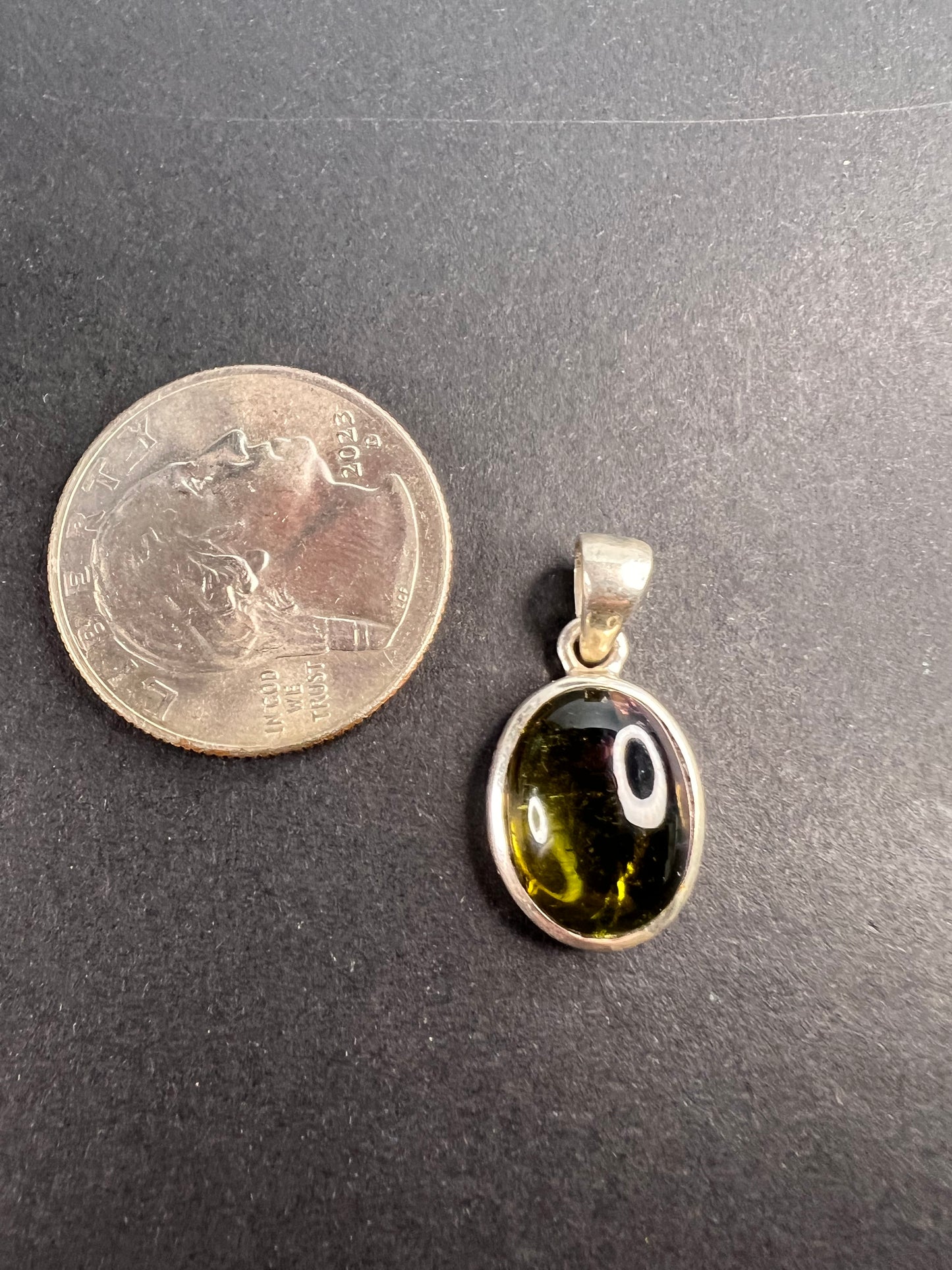 NEW Green with pink tourmaline sterling silver pendant 2.34 grams