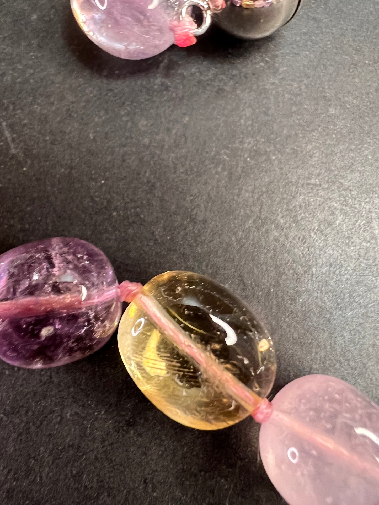 NEW Multi quartz knotted 18 inch necklace with 925 magnetic clasp