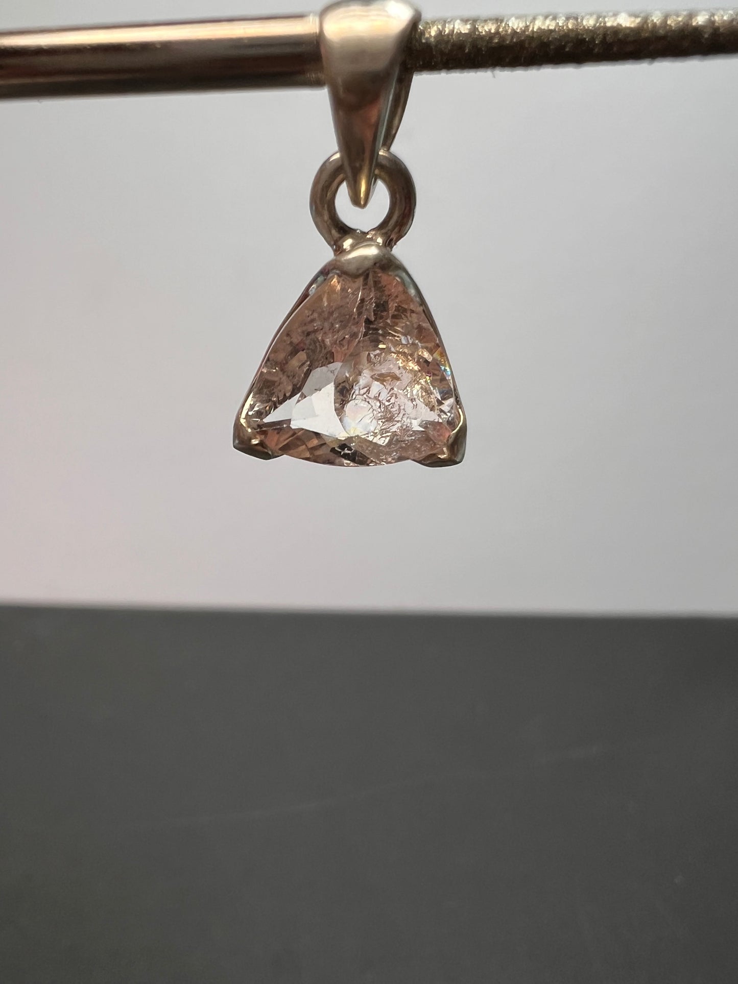 NEW Morganite trillium gemstone sterling silver pendant 2.39 grams