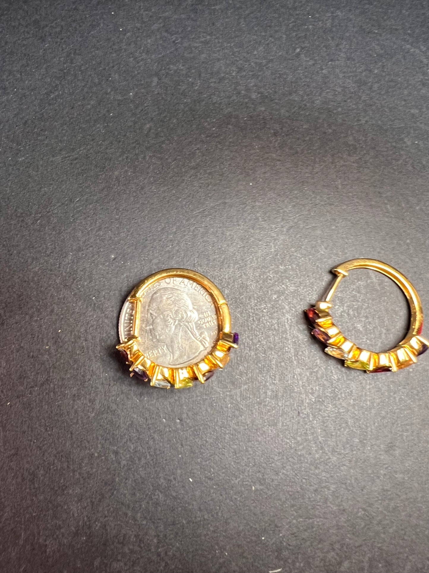 NEW multi gemstone hoop earrings in vermeil gold over sterling silver