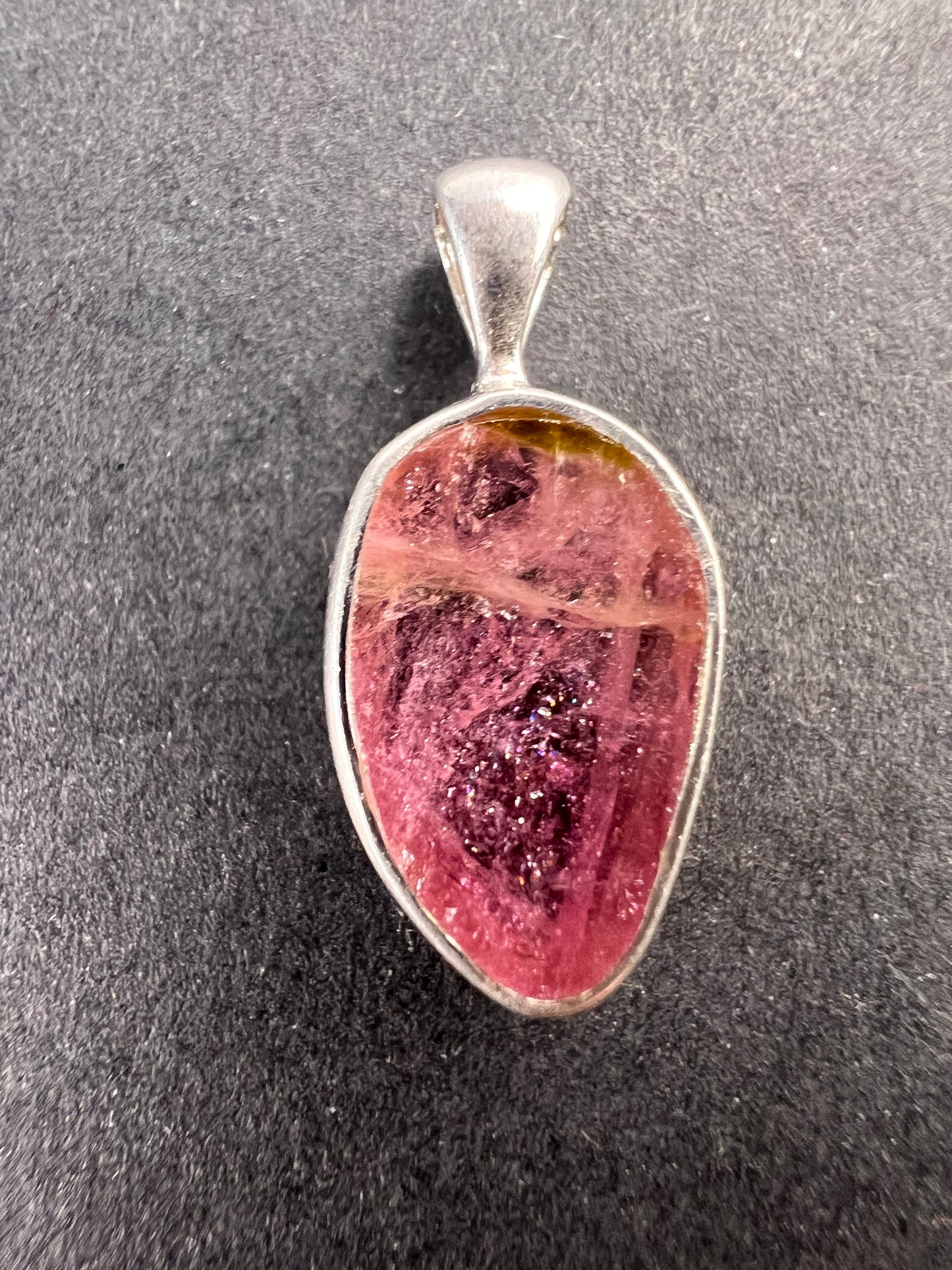NEW Pink tri color tourmaline sterling silver pendant 1.34 grams