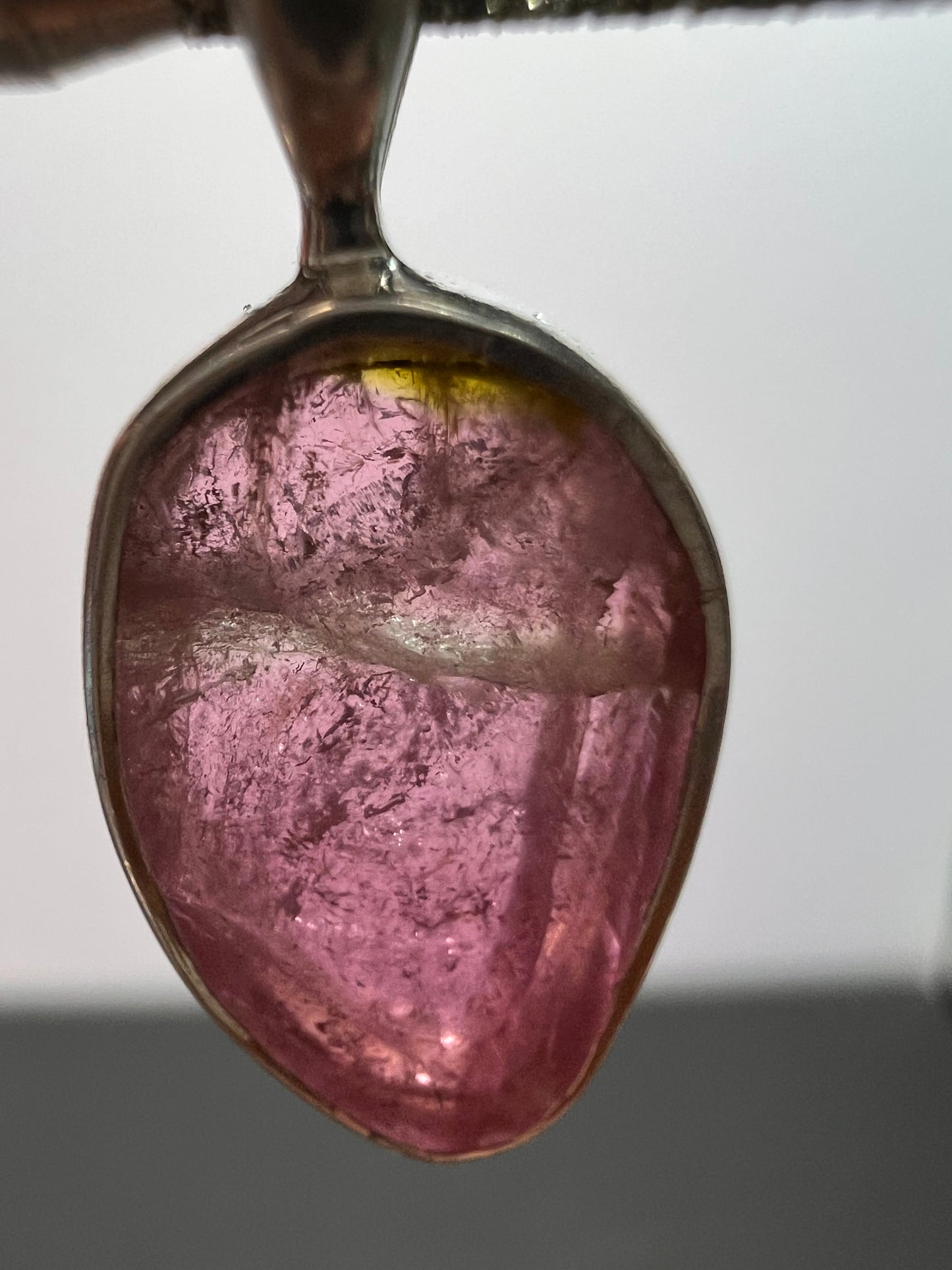 NEW Pink tri color tourmaline sterling silver pendant 1.34 grams