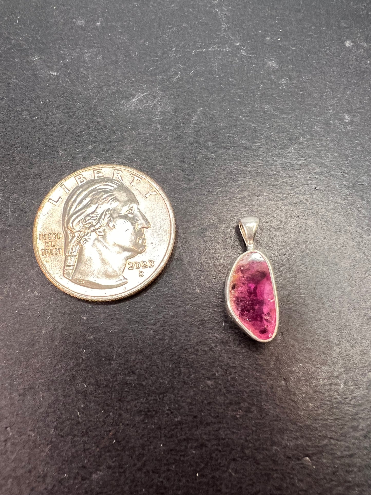 NEW Pink tourmaline sterling silver pendant 1.28 gram