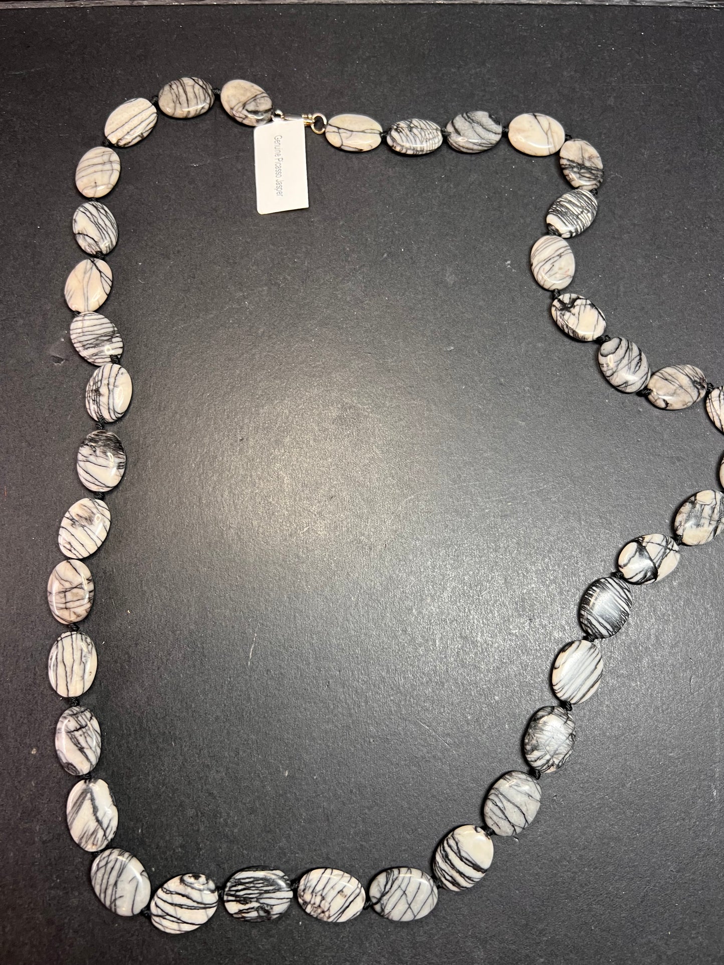 NEW Picasso Jasper 30 inch necklace with sterling silver clasp