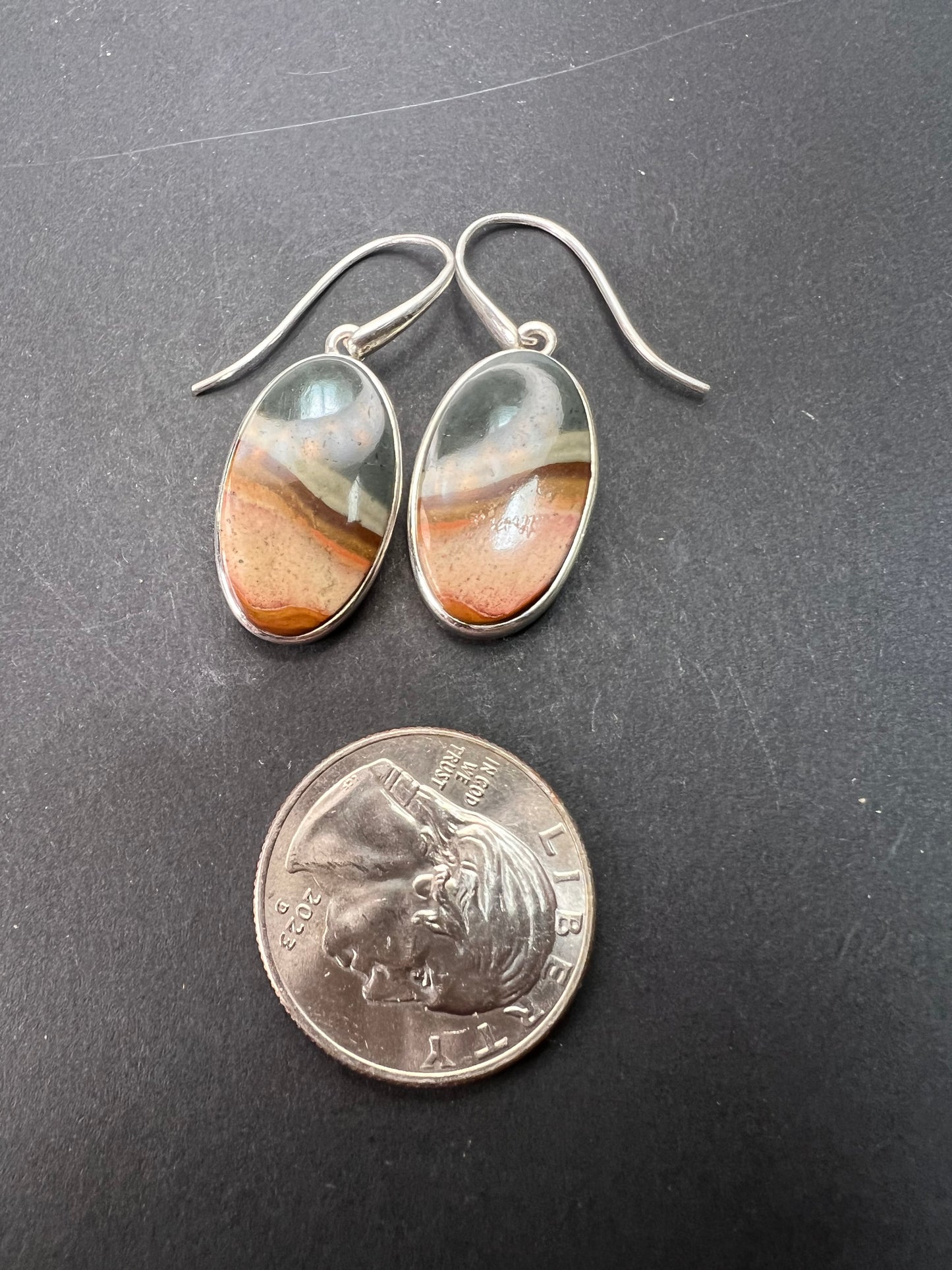 NEW Polychrome Jasper sterling silver dangle earrings 7.34 grams