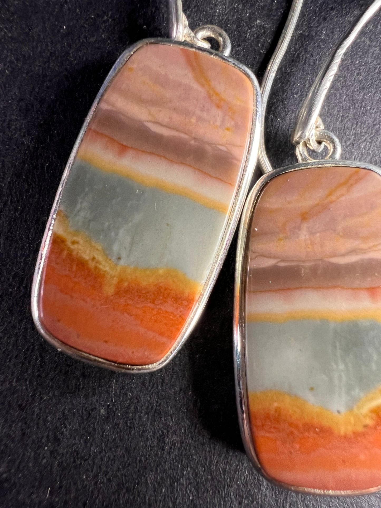 NEW polychrome Jasper sterling silver earrings 9.39 grams